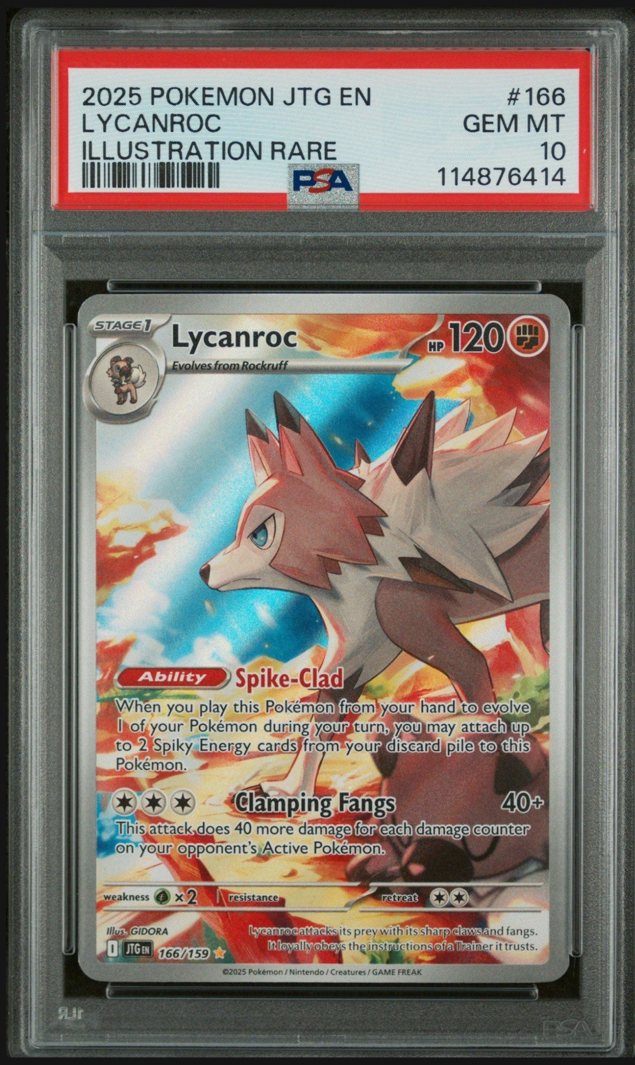 Pokémon TCG PSA 10 Lycanroc - 166/159 - SV09: Journey Together (JTG)