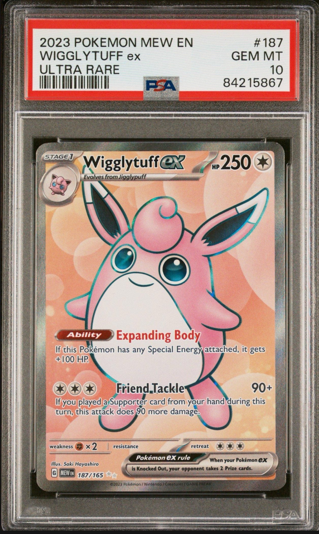 Pokémon TCG PSA 10 Wigglytuff ex - 187/165 - SV: Scarlet & Violet 151 (MEW)
