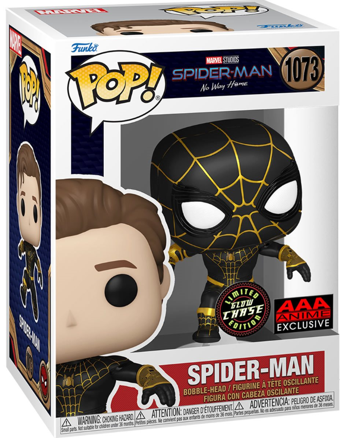 Funko POP!: Spider-Man No Way Home - Spider-Man Black Suit (Unmasked) (Limited Glow Chase Edition) (AAA Anime Exclusive)