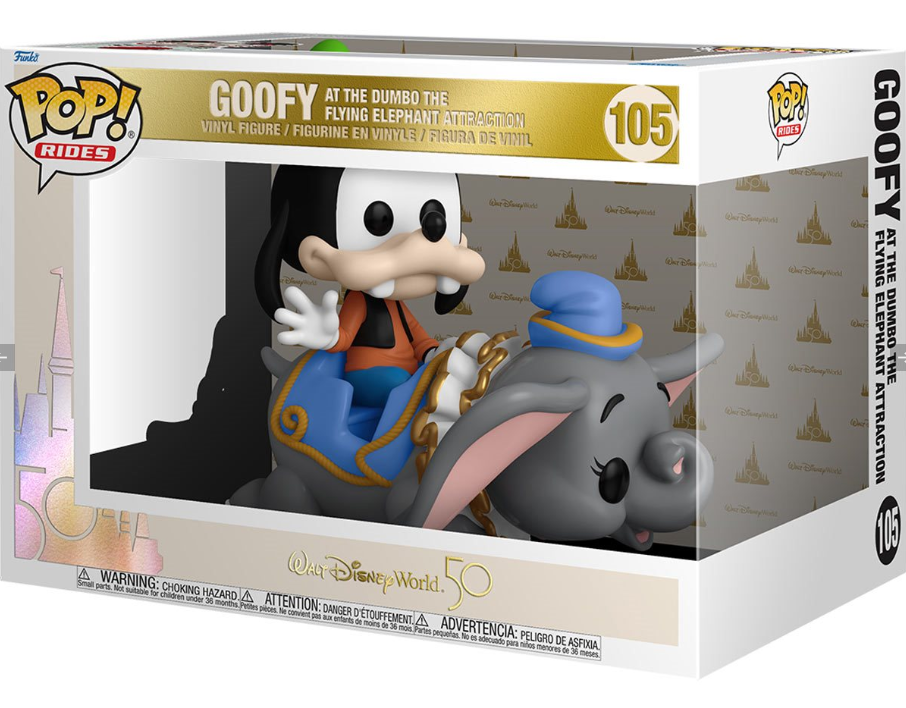 Funko POP! Rides: Walt Disney World 50th Anniversary - Goofy at the Dumbo the Flying Elephant Attraction #105 (Super Deluxe)