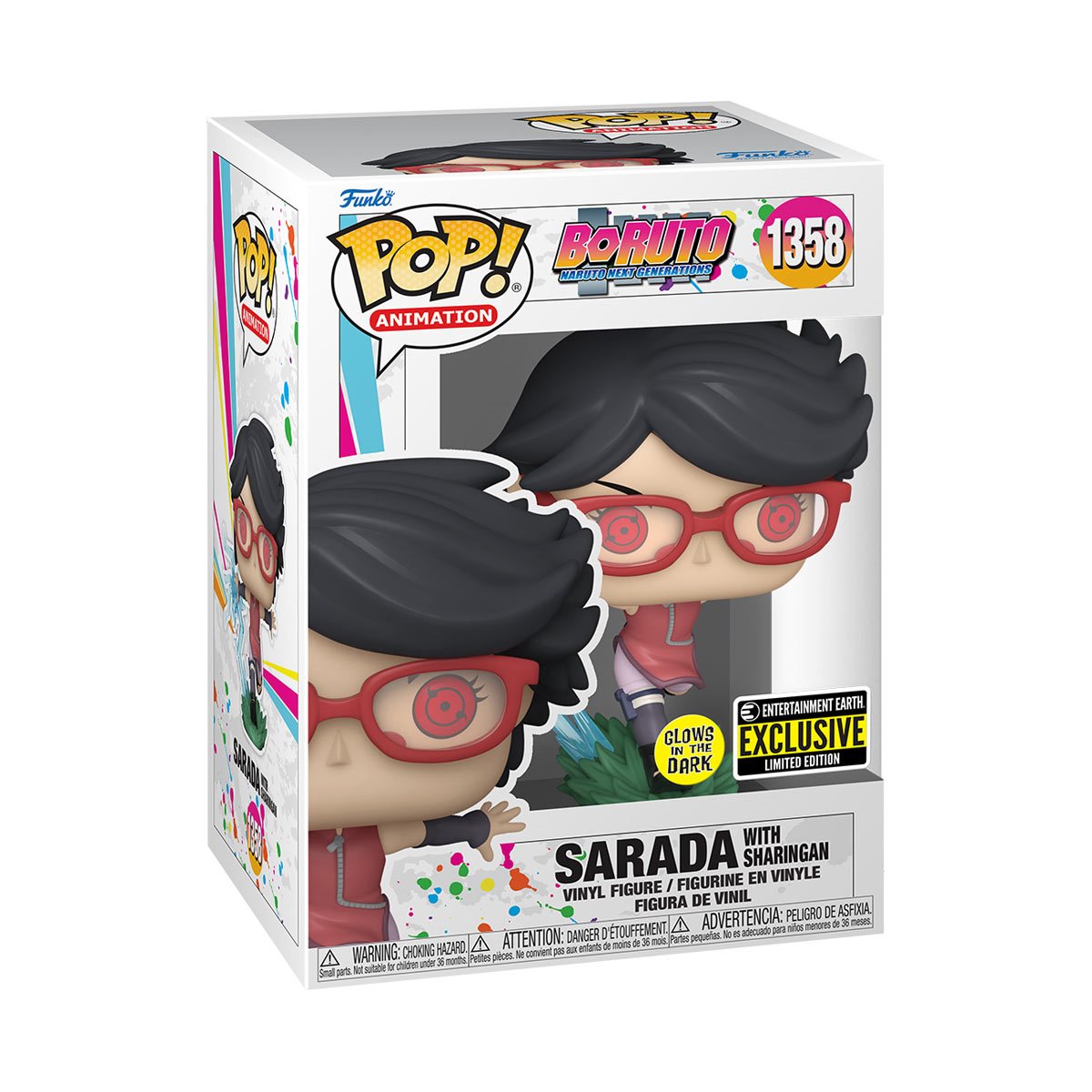 PRESALE | Funko POP! Animation: Boruto: Naruto Next Generations - Sarada with Sharingan - Glow-in-the-Dark  #1358-  - Entertainment Earth Exclusive Vinyl Figures