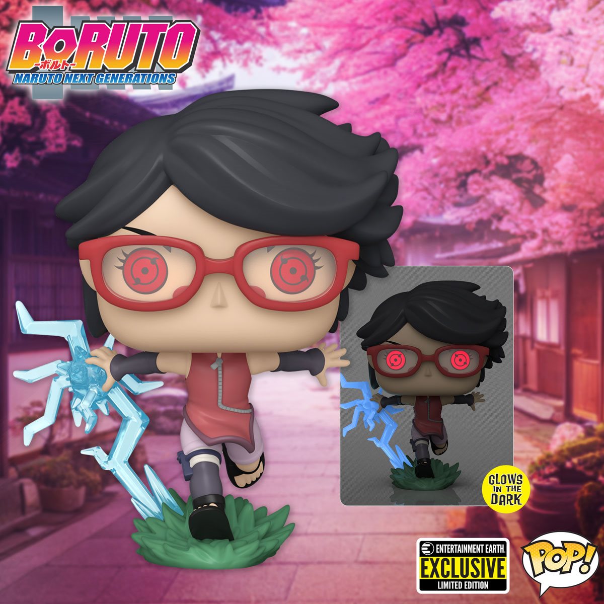 PRESALE | Funko POP! Animation: Boruto: Naruto Next Generations - Sarada with Sharingan - Glow-in-the-Dark  #1358-  - Entertainment Earth Exclusive Vinyl Figures