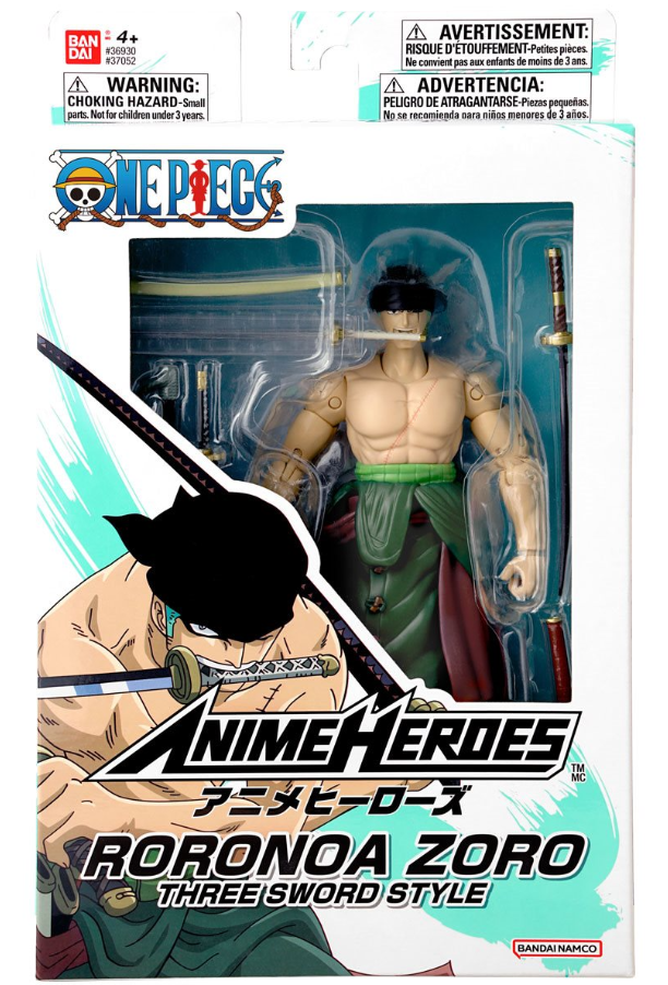 One Piece: Anime Heroes Roronoa Zoro Three Sword Style Action Figure [Bandai]