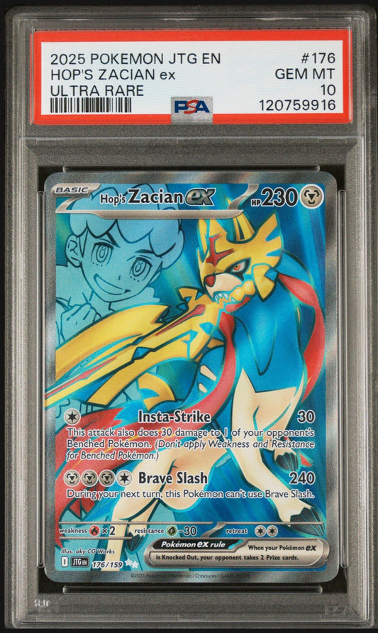 Pokémon TCG PSA 10 Hop's Zacian ex - 176/159 - SV09: Journey Together (JTG)