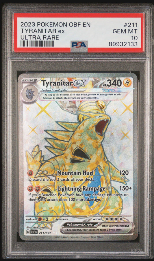 Pokémon TCG PSA 10 Tyranitar ex - 211/197 - SV03: Obsidian Flames (OBF)
