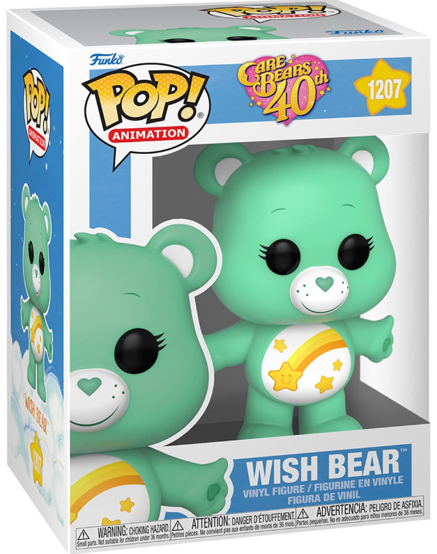 Funko POP! Animation: Care Bears 40th - Wish Bear #1207 (Limited Flocked Chase Edition)