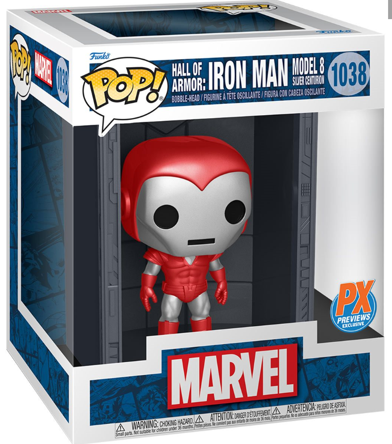 Funko POP!: Marvel - Hall of Armor Iron Man Model 8 Silver Centurion #1038 (PX Previews Exclusive)