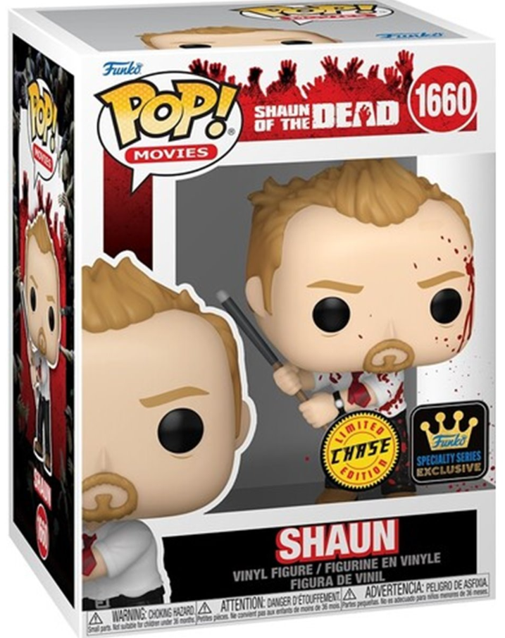 Funko POP! Movies: Shaun of the Dead - Shaun #1660 (with Pool Cue) (Specialty Series) (Limited Chase Edition)