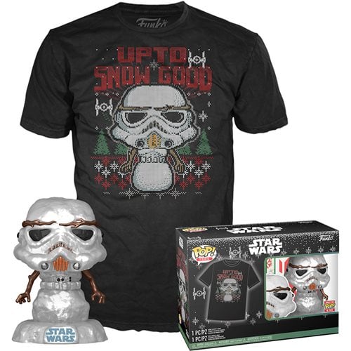 PRESALE | Funko POP! Star Wars Holiday Stormtrooper Metallic #557 Vinyl Figures and Adult Pop! T-Shirt