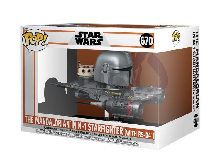 PRESALE | Funko POP! Rides Super Deluxe: Star Wars: The Mandalorian - The Mandalorian in N-1 Starfighter (with R5-D4) #670 Vinyl Figures