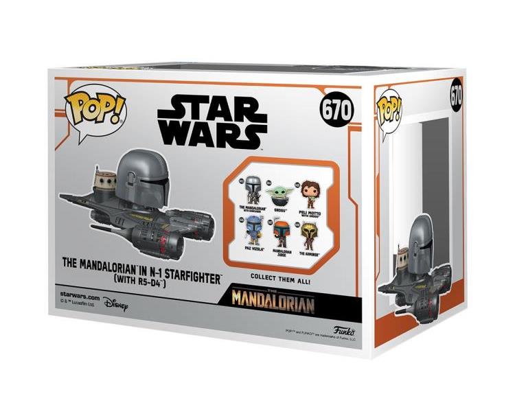 PRESALE | Funko POP! Rides Super Deluxe: Star Wars: The Mandalorian - The Mandalorian in N-1 Starfighter (with R5-D4) #670 Vinyl Figures