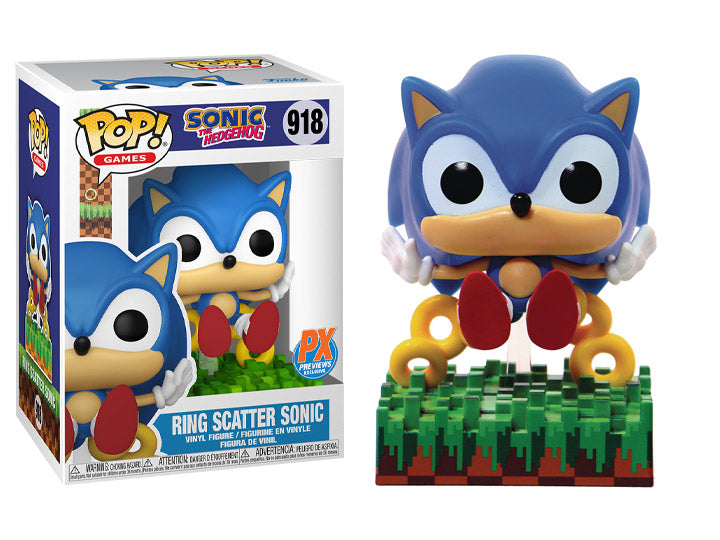 PRESALE | Funko POP! Games: Sonic the Hedghog - Sonic (Ring Scatter) #918 Vinyl Figures PX Previews Exclusive