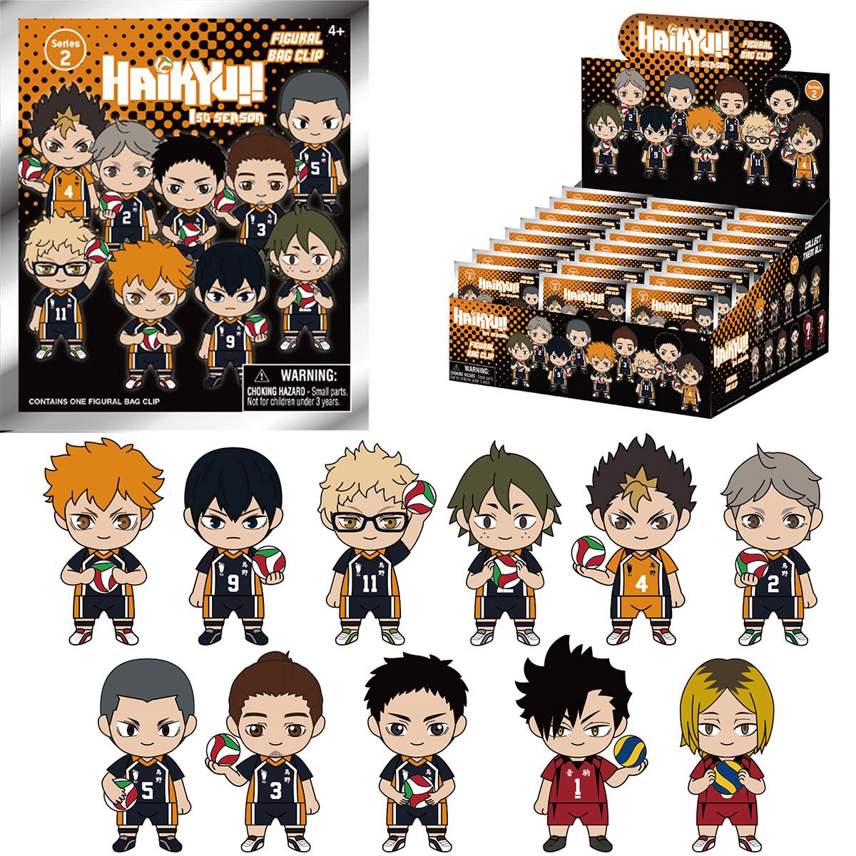 PRESALE | Haikyu!! 3D Bag Clip - Case of 24 - Gacha Mystery Blindbox