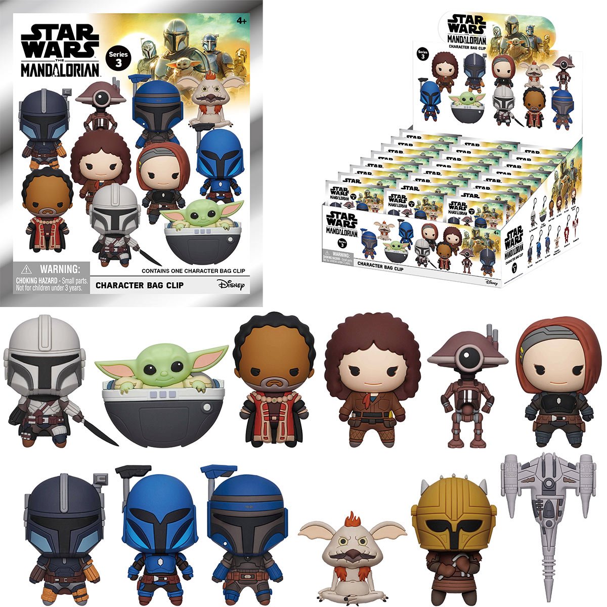 PRESALE | Star Wars: The Mandalorian 3D Bag Clip - Case of 24 - Pedro Pascal - Gacha Mystery Blindbox