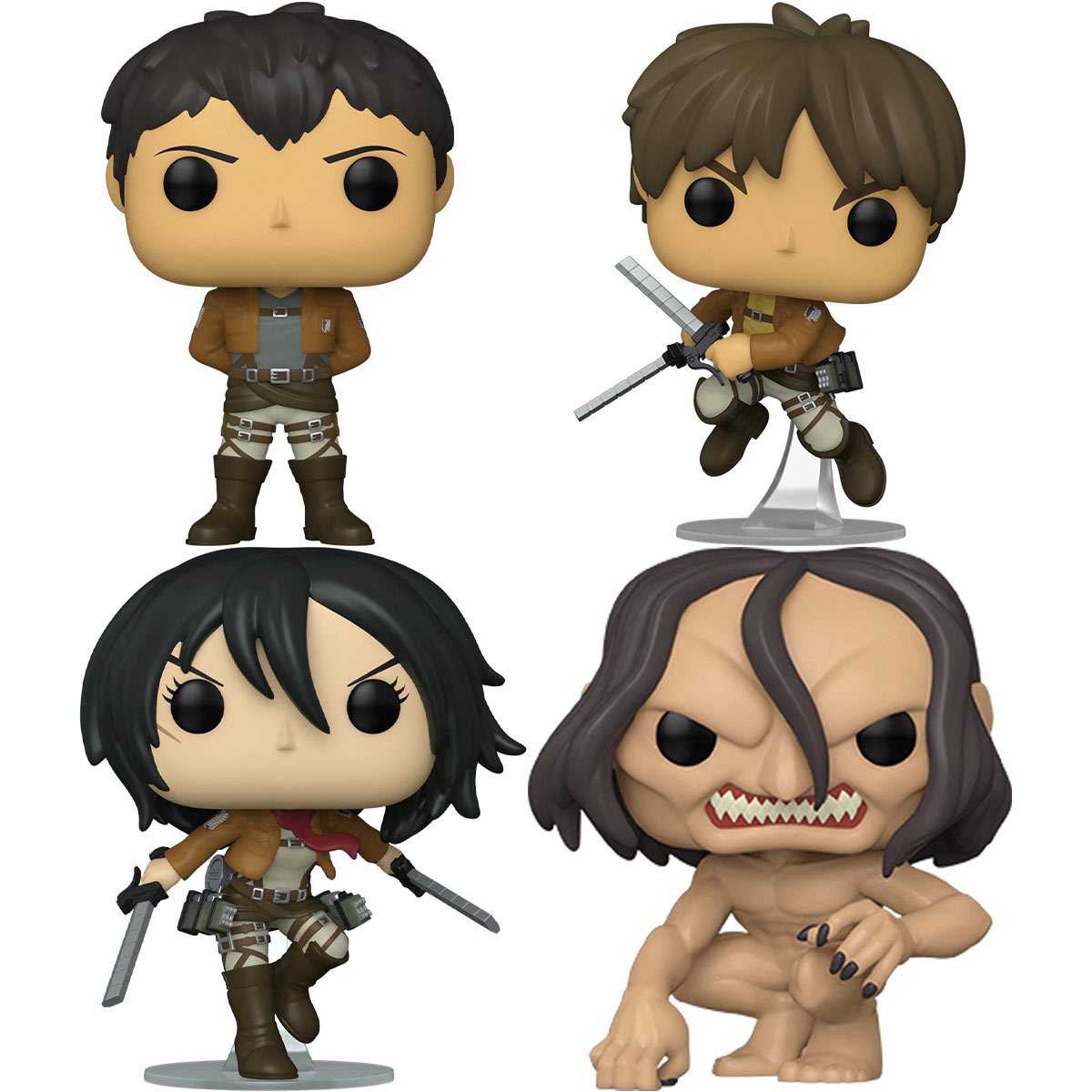 PRESALE | Funko POP! Animation: Attack on Titan - Eren - Mikasa - Bertholdt  - Ymir - 4 PCS SET Vinyl Bobblehead Figures