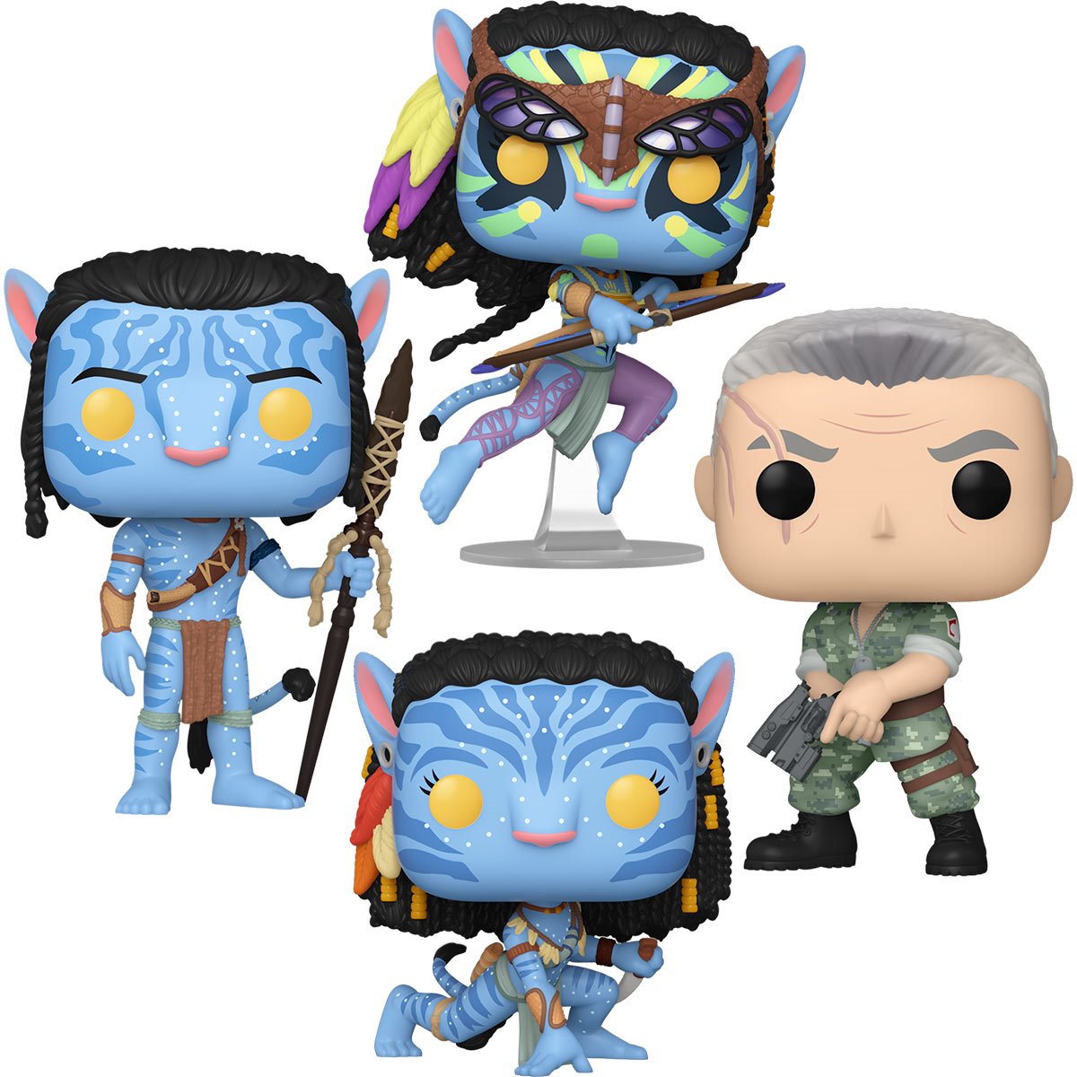 PRESALE | Funko POP! Movies: Avatar - Battle Neytiri - Jake Sully - Miles Quaritch - 4 PIECE SET - Vinyl Figures