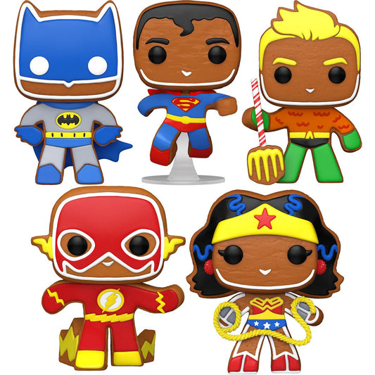 PRESALE | Funko POP! Pop! Heroes: DC Holiday - Gingerbread SET - Superman - Batman - Wonder Woman - Flash - Aquaman Vinyl Bobblehead Figures