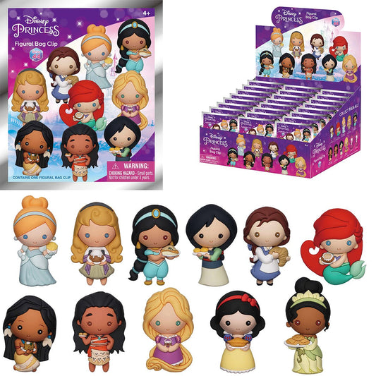 PRESALE | Disney Princesses with Food 3D Bag Clip - Case of 24 - Gacha Mystery Blindbox